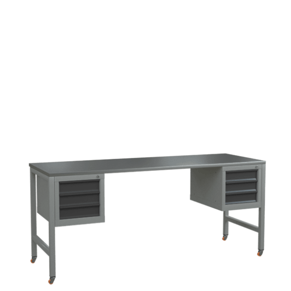 Верстак 2000 с колёсами и 2 подвесными тумбами с 3 выдвижными ящиками [17096]