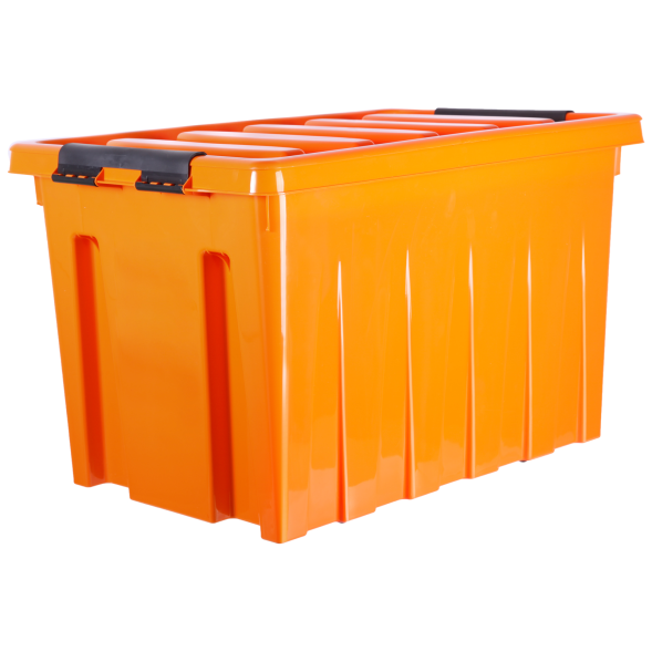Контейнер с крышкой и клипсами Rox Box Original, 70 л, 580x390x360 мм, оранжевый в Нижнем Новгороде