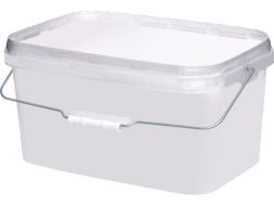 Ведро пластиковое прямоугольное с белой крышкой и ручкой, 11 л, ВПпр 11 [5112]