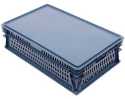 Ящик (лоток) пластиковый перфорированный, 740х465х200 мм, синий [740465200-02]