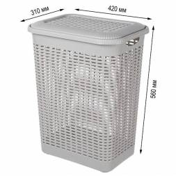 Корзина для белья 50л, светло-серый