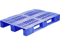 Паллет (поддон) пластиковый перфорированный на 3-х полозьях, 1200х800х150 мм, зеленый [1200800150-02]