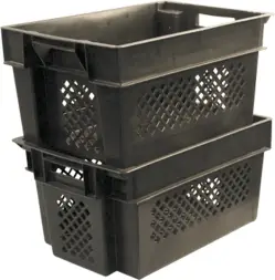 Ящик пластиковый c перфорированными стенками и дном, 600x400x300 мм, 50 л, черный [108]