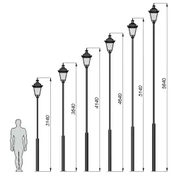 Стальной фонарный столб Ретро 3,64 м