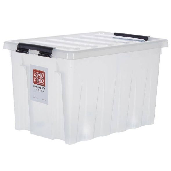 Контейнер с крышкой и клипсами Rox Box Original, 70 л, 580x390x360 мм, прозрачный в Нижнем Новгороде